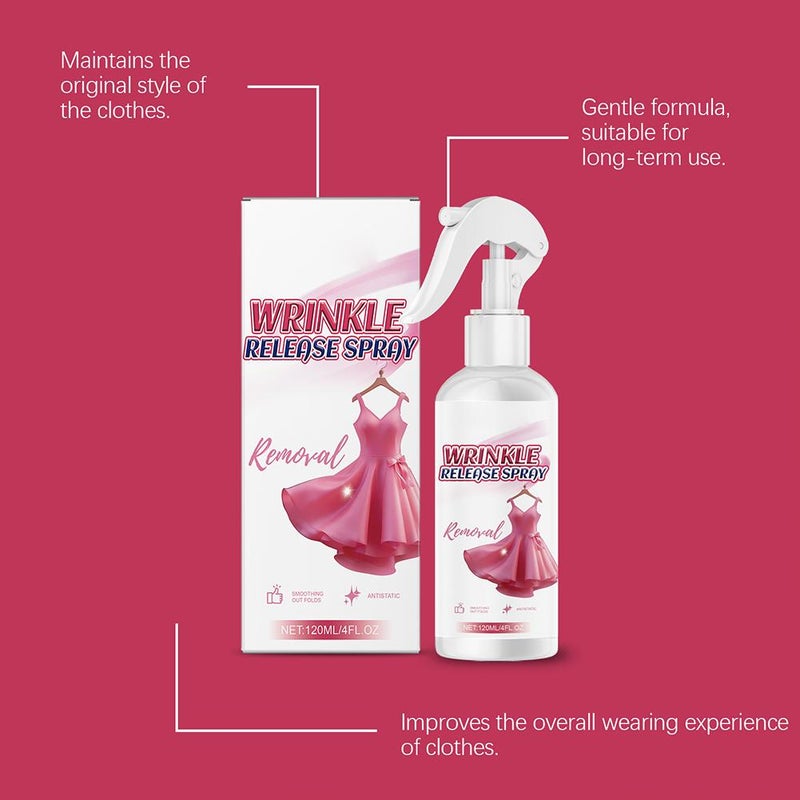 Wrinkle Release Spray Static Guard Spray – 120ml Portable Fabric Refresh Mist with Fresh Scent, Smooths Wrinkles & Reduces Static for Shirts, Travel, Daily Wear - Image 5